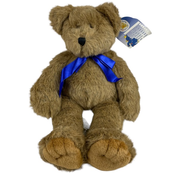 Vintage 1997 Talking Floppy Bear Deadstock Build-a-Bear Blue Bow Tags Intact 18” - Picture 1 of 13
